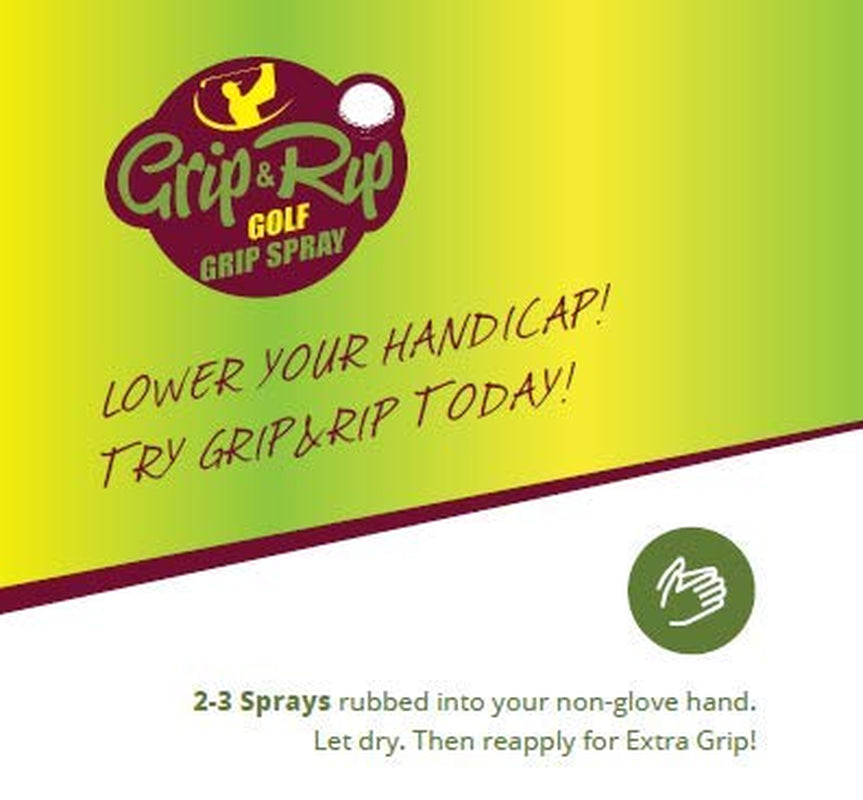 Grip & Rip Golf Grip Spray | Combat Sweat on Your Golf Grips | Firm Golf Grip with or without Golf Gloves | Ultimate Golf Grip Trainer | Golf Training Aid | Extra Golf Grip on Golf Rain Gloves 2 Oz